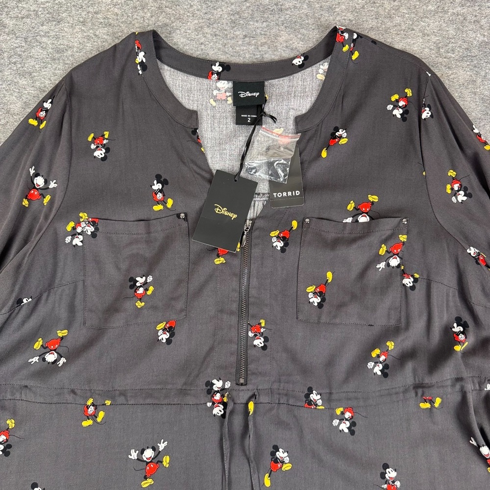 TORRID x Disney 4D Mickey Mouse AOP Zip Front Tunic Blouse Gray Womens 2X - Picture 3 of 12